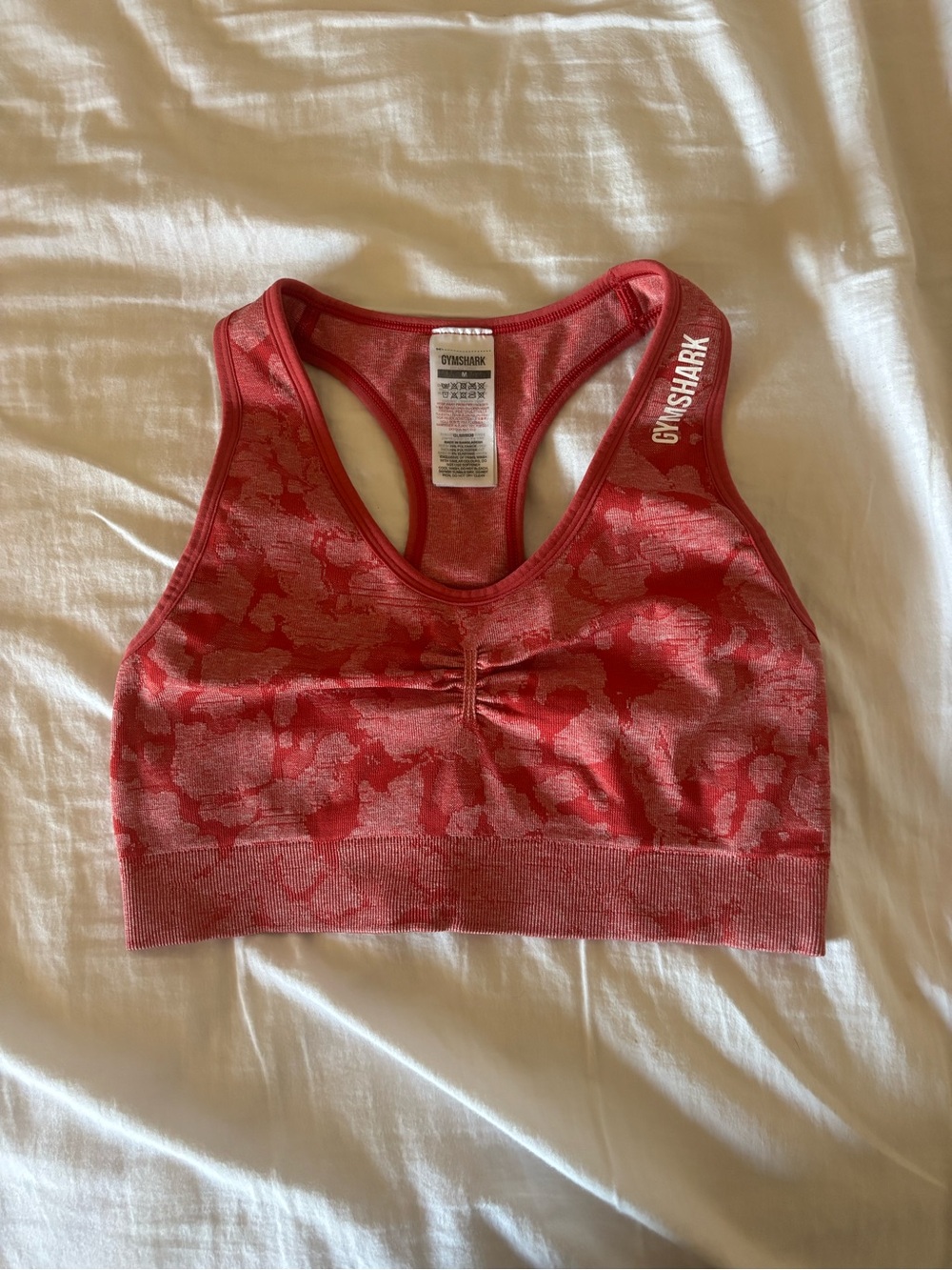 Gymshark Coral Red Camouflage Seamless Racerback Sports Bra